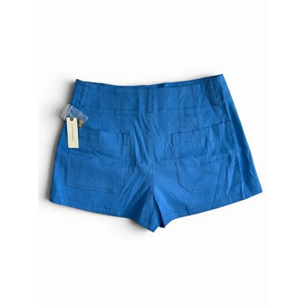 NWT Anthropologie Colette Shorts Maeve Linen Blue Size 31